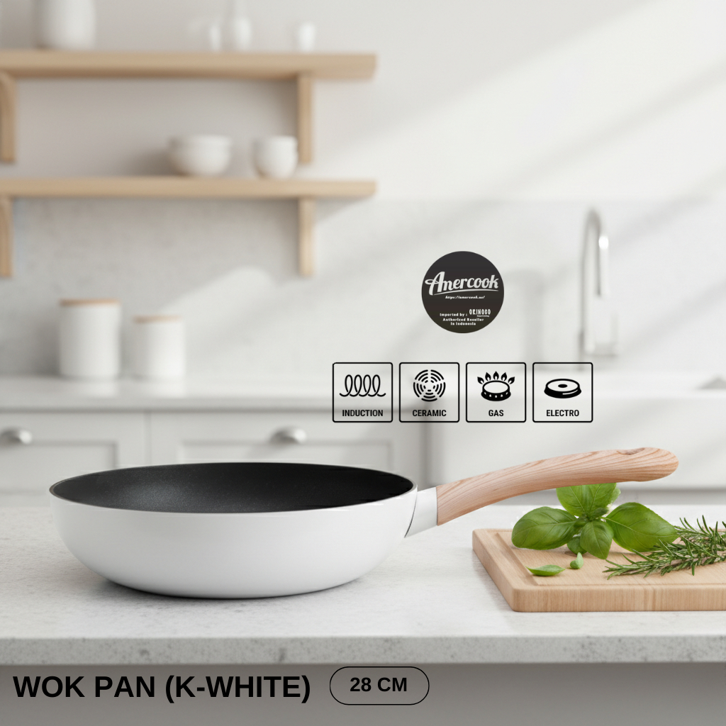 Amercook Wok Pan Pressed Aluminium 28cm / Wajan Anti lengket - Bpa free