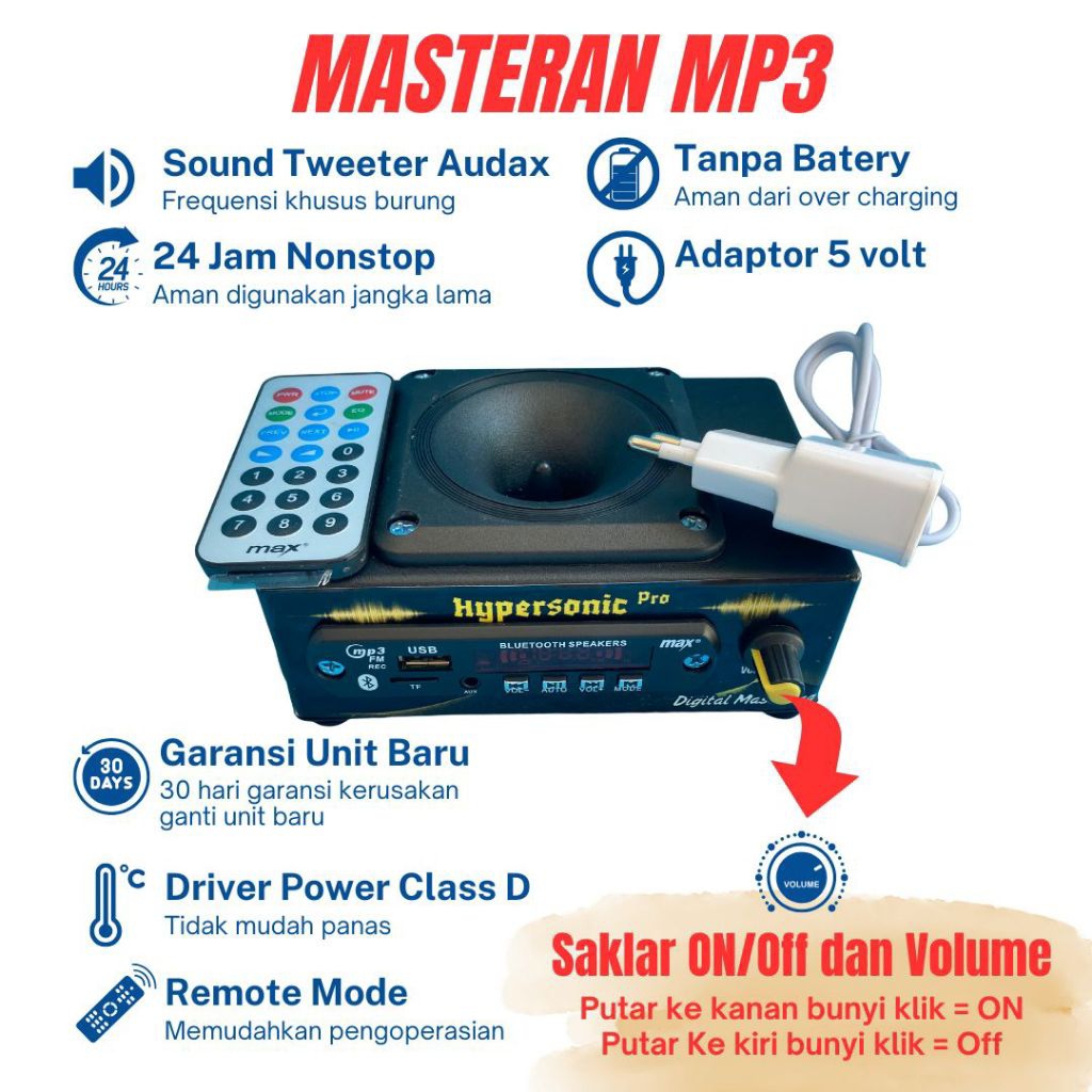 Speaker Masteran Burung MP3 24 Suara Jernih Tanpa Baterai