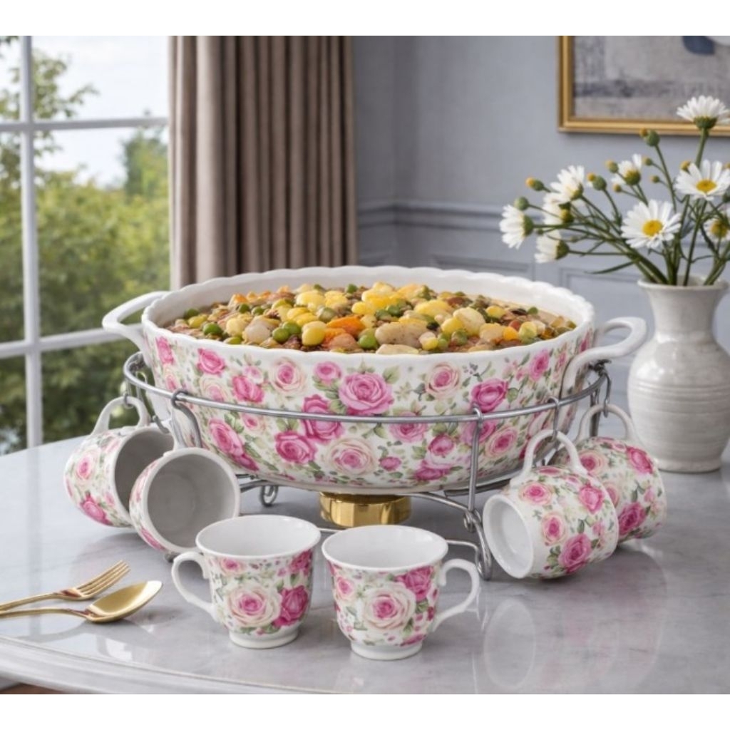 tempat sop buah /tempat sop buah 1 set/  tempat sop shabby chic / tempat sop prasmanan / tempat sop 