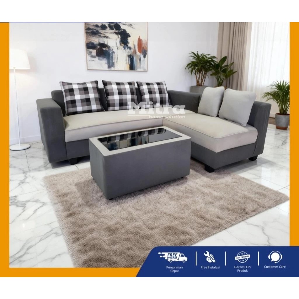 SOFA L / SOFA L KAIN / SOFA BLUDRU / SOFA KAIN BLUDRU / SOFA KAIN SOFT / SOFA RUANG TAMU / SOFA L OS