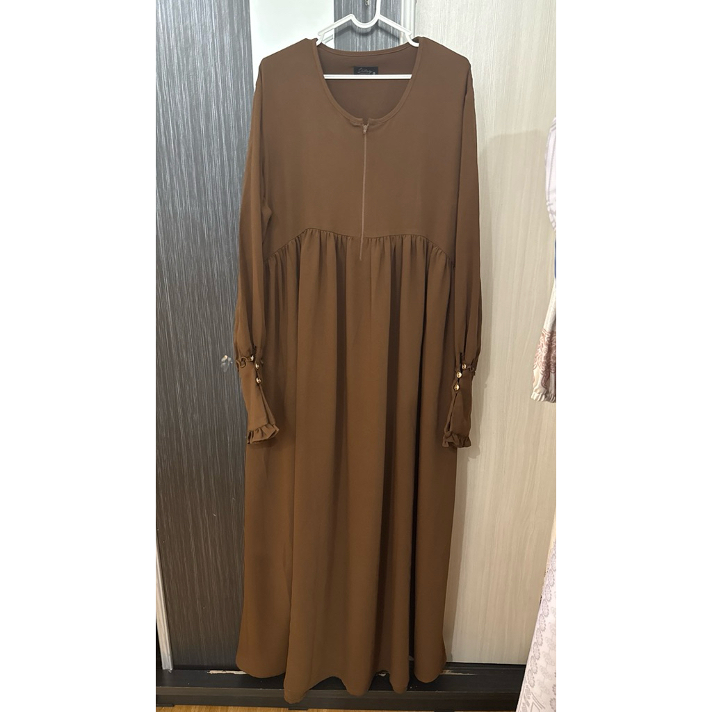 preloved abaya ditsy caramel
