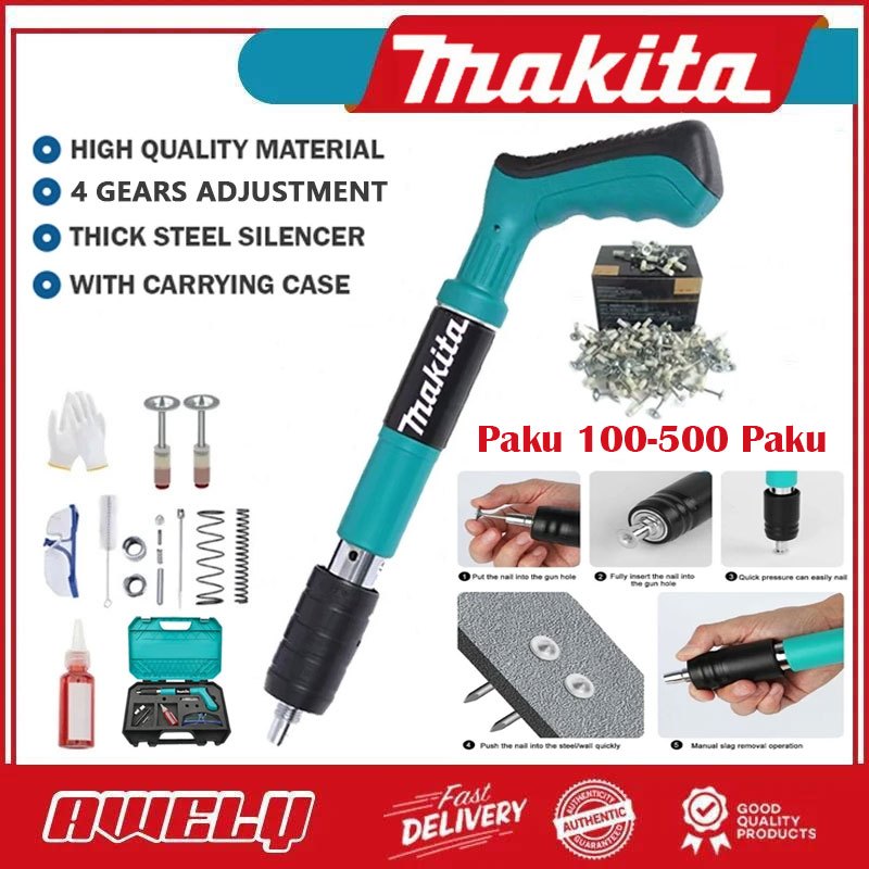 Set alat pengikat penjepit barel dinding beton pistol paku cluster pistol paku keling baja pistol pa