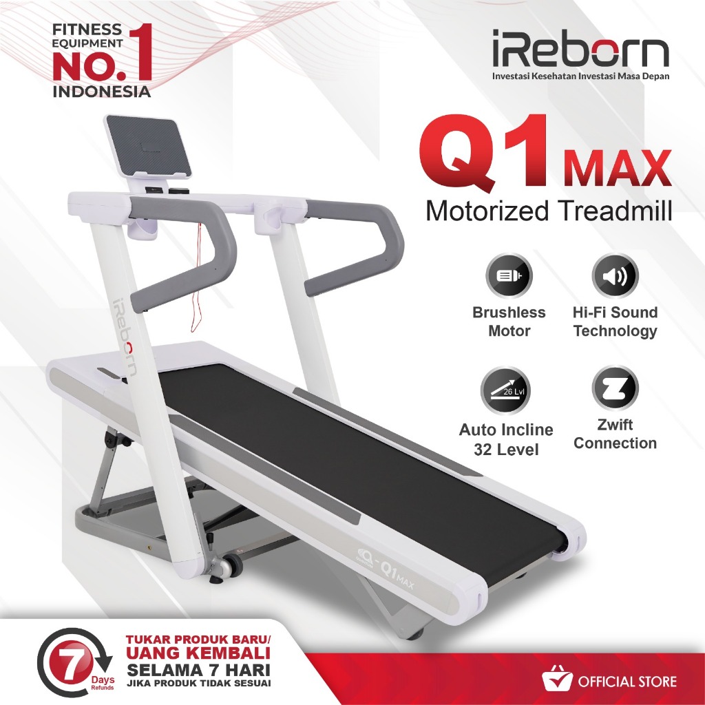 iReborn - Treadmill Elektrik Alat Fitness QUANTUM Q1 SMART Treadmil (Official Shop)