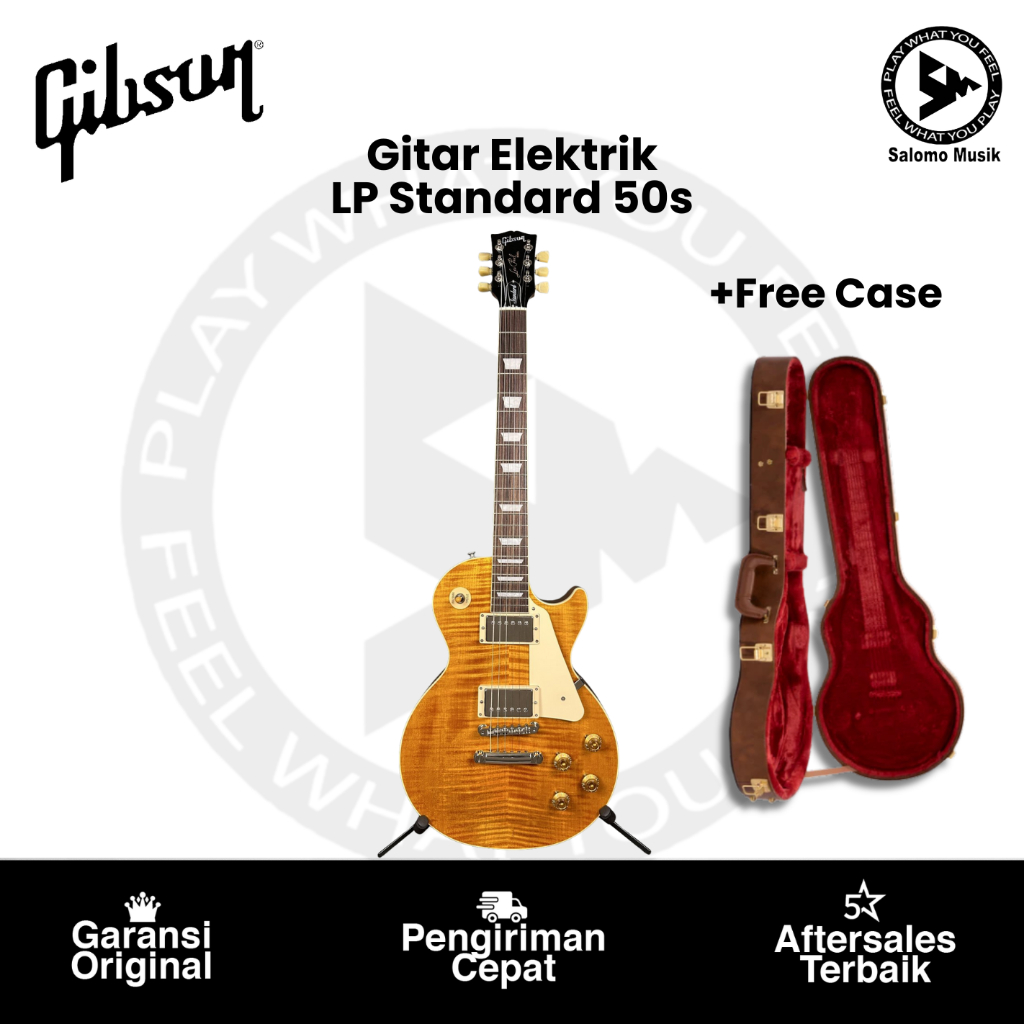 Gitar Elektrik Gibson Les Paul Standard 50s Custom Color Honey Amber Original With Case