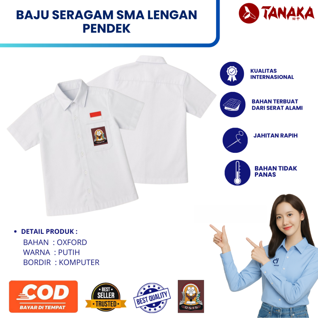 BAJU SERAGAM SMA LENGAN PENDEK MURAH | BAJU SERAGAM SMA LAKI - LAKI BAHAN PREMIUM