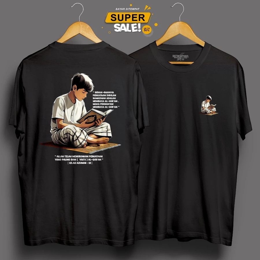 Kaos RAMADHAN RACE MEMBACA ALQURAN/ kaos Distro motif kata RAMADHAN RACE MEMBACA ALQURAN/ Tshirt Pri
