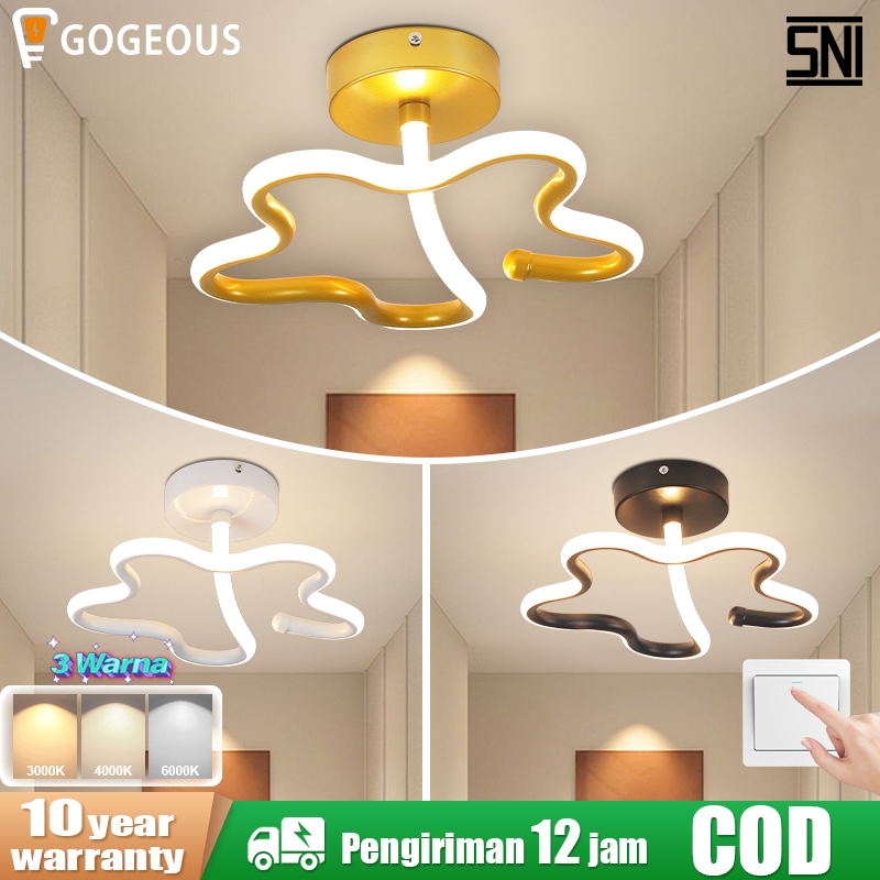 GOGEOUS Lampu Plafon LED Minimalis Modern 3 Warna Untuk Ruang Tamu Kamar Balkon Koridor Ceiling Lamp