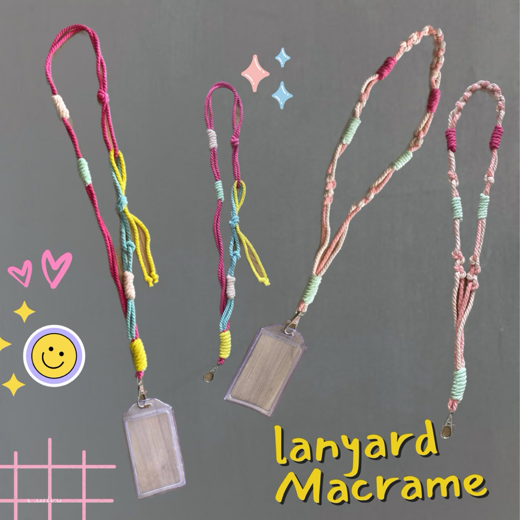 JOY.CO  Lanyard ID CARD Holder Name Tag Leather Macrame/ Id Card/ Name tag macrame/Lanyard Pods