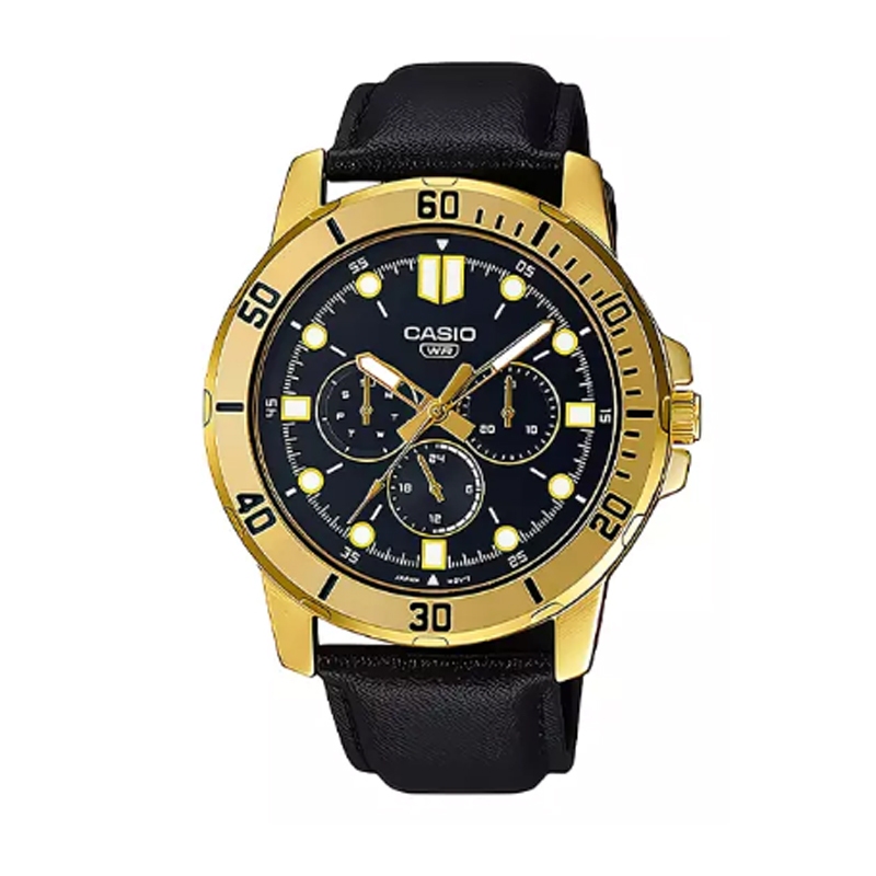 Casio MTP-VD300GL-1EUDF Gold Black Leather