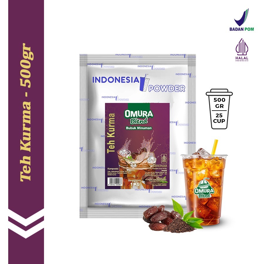 Bubuk Minuman Rasa Teh Kurma 500 Gram Dengan Gula Halal & BPOM Powder Untuk Usaha