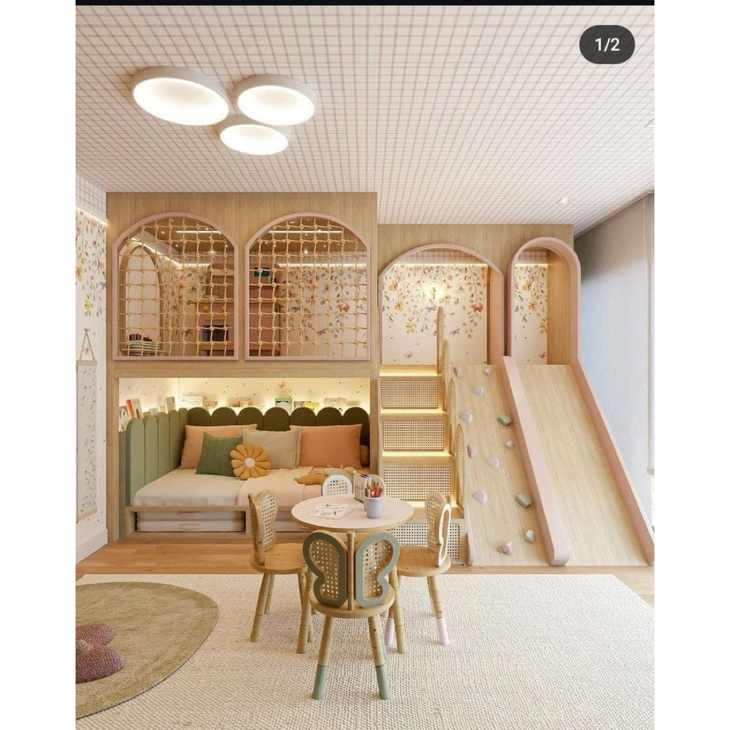 Set tempat tidur anak mewah dipan anak besar full kayu jati