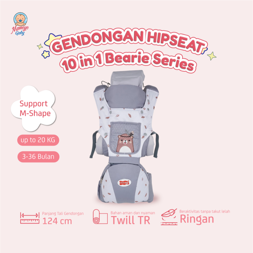 Hipseat 10 in 1 + Gendongan Bearie Series - Dialogue Baby - DGG4322