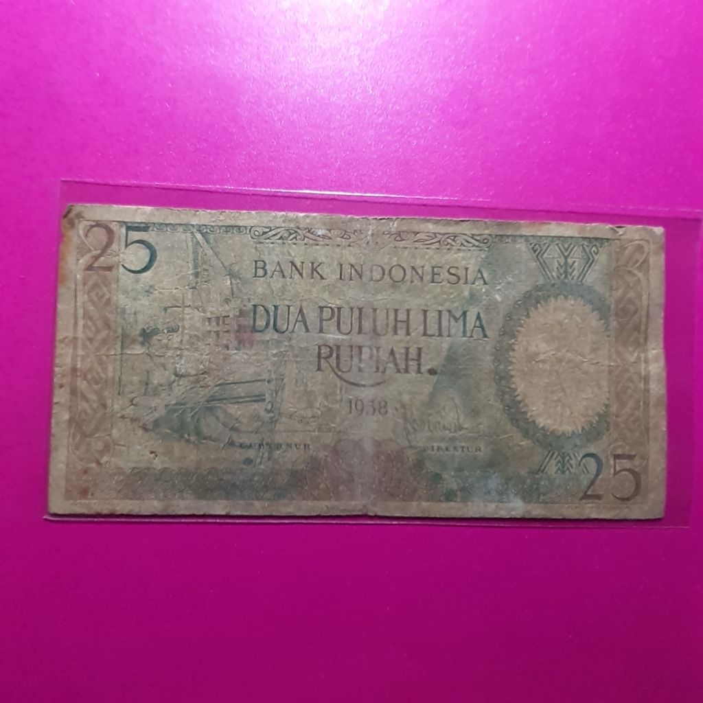 uang kuno 25 rupiah pekerja 1958