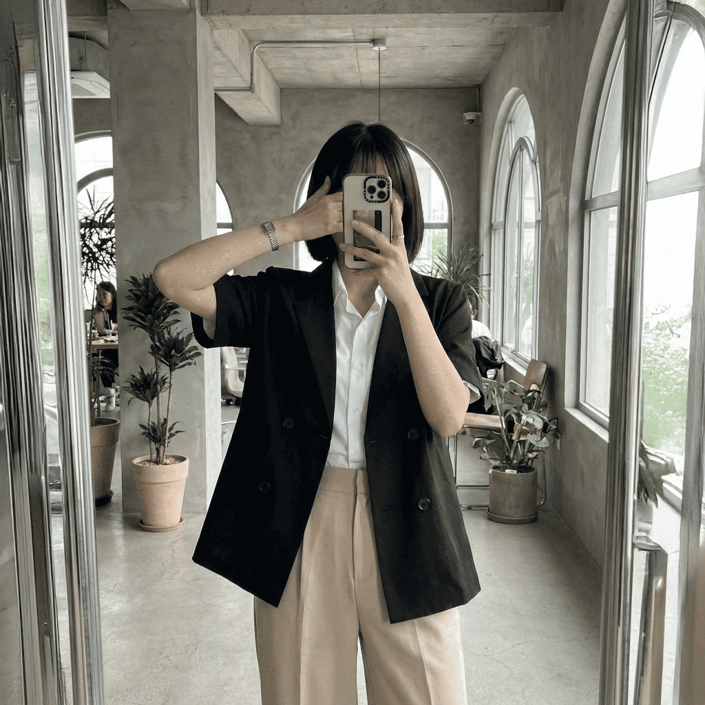 Blazer Korean Style JB Coco Blazer Wanita Lengan pendek #2 Bahan Katun Polyester Model Kekinian Terb