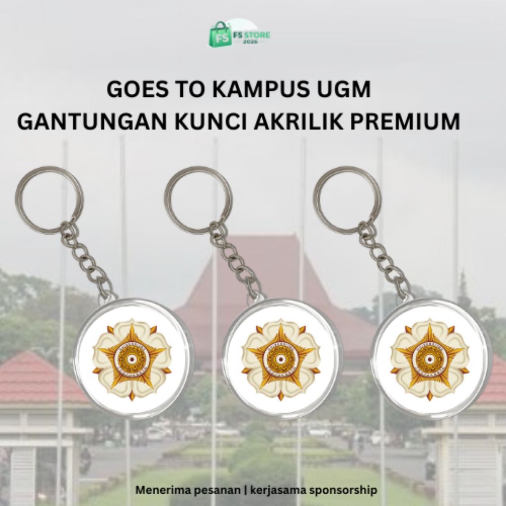 Gantungan Kunci Akrilik Premium UGM Universitas Gadjah Mada | Souvenir Mahasiswa & Alumni