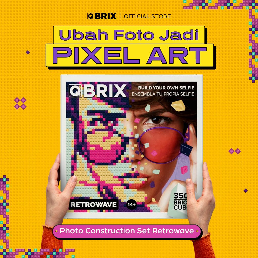 Puzzle Foto Mozaik Qbrix Retrowave. Hadiah Unik untuk Sahabat dan Kolega. Puzzle Custom Kado Ulang T