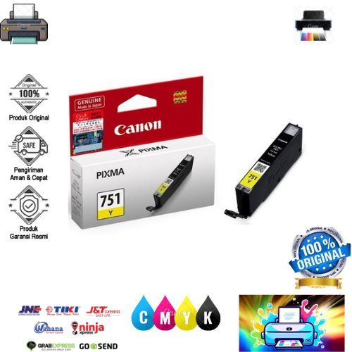 Tinta Cartridge Canon Pixma 751 Yellow Original untuk iP7270 MX927 MX727 MG6370 MG5470 MG5570 Ori