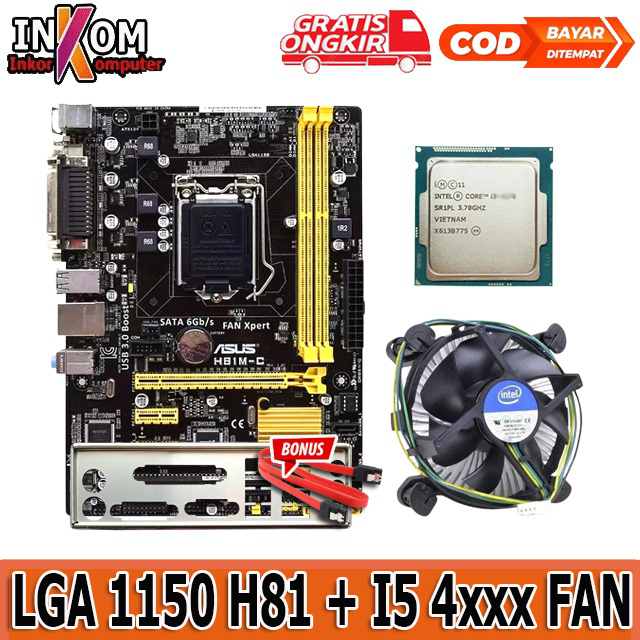 Mobo LGA 1150 H81 dan Processor i5 GEN 4