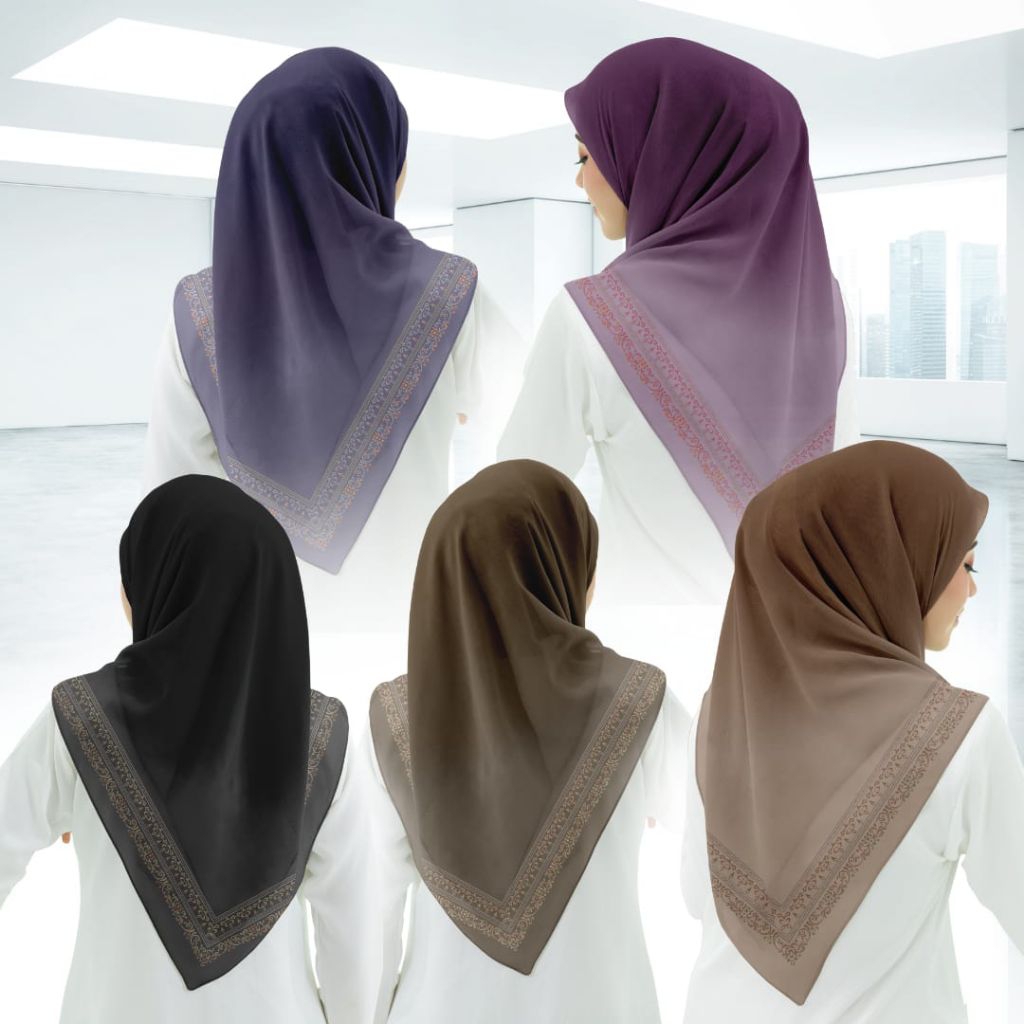 Hijab kerudung wanita segi empat Voal premium Ukuran 110cm x 110cm motif series karima