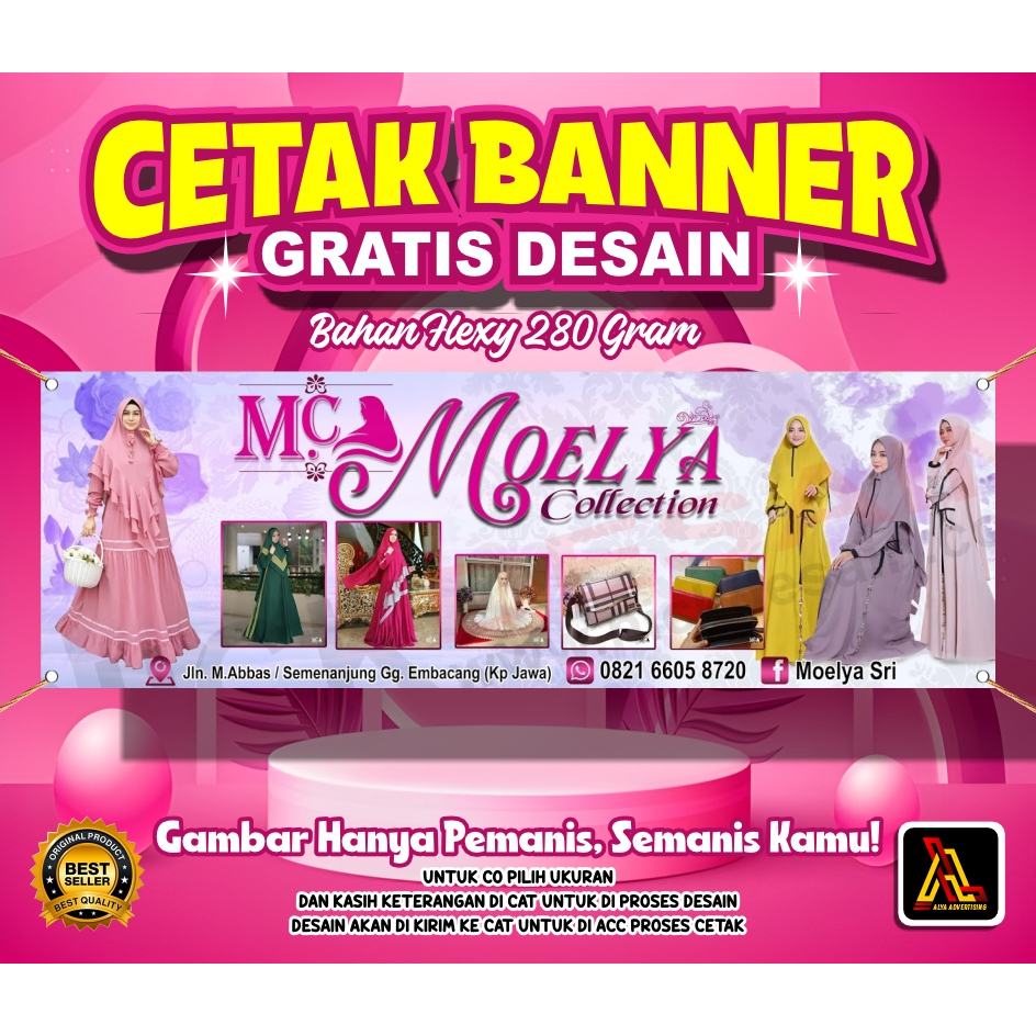 CETAK BANNER TOKO / BANNER JUALAN PAKAIAN / SPANDUK WARUNG / TERLARIS CUSTOM FREE DESAIN / COD