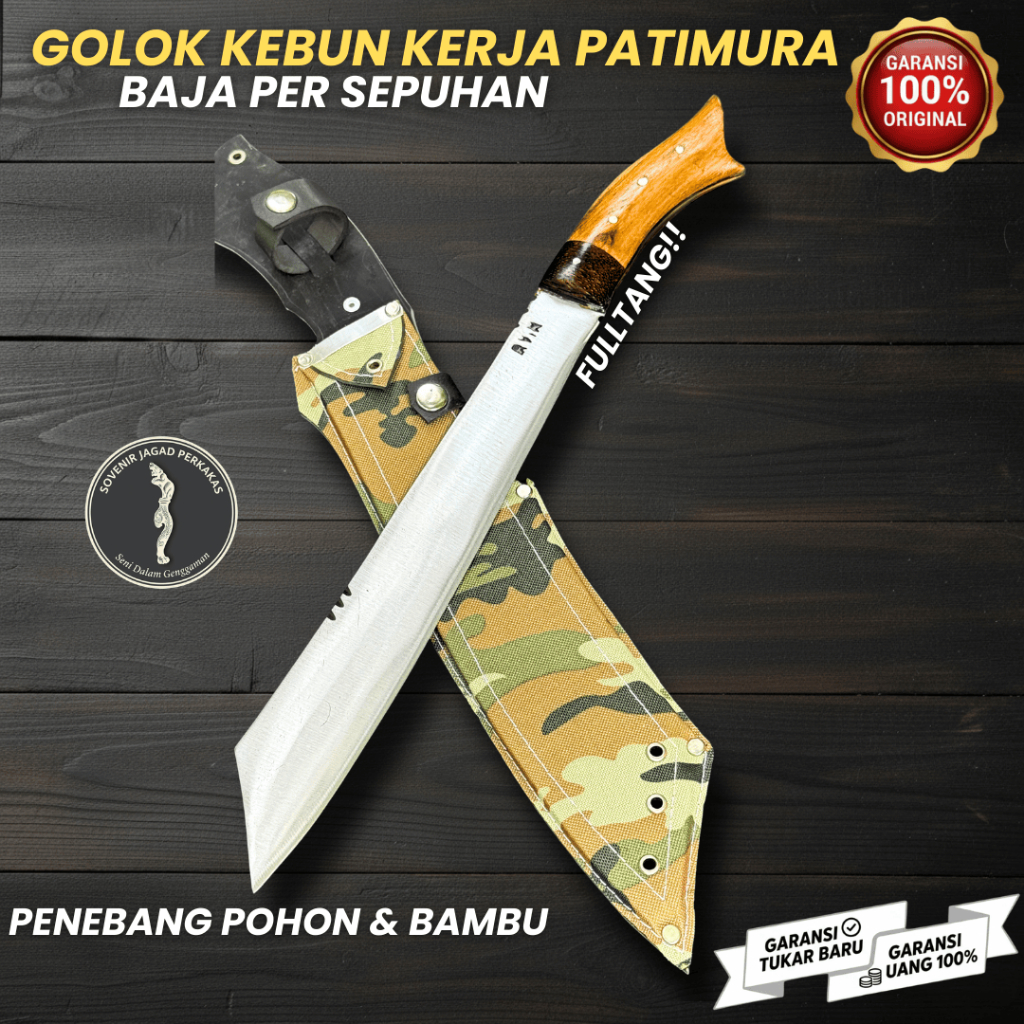 GOLOK TEBAS POHON PENEBANG PEMOTONG KAYU BAMBU | BAJA PER TEMPAAN SEPUHAN | PATIMURA PTM LORENG