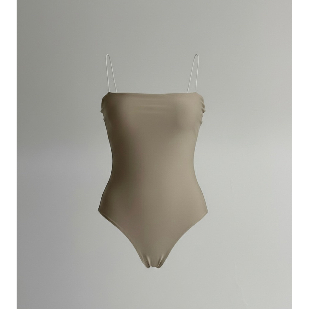 KURVE Barekurve Signature Seamless Square Neck Bodysuit in Taupe - Ultra-Stretch Microfiber Bodycon 