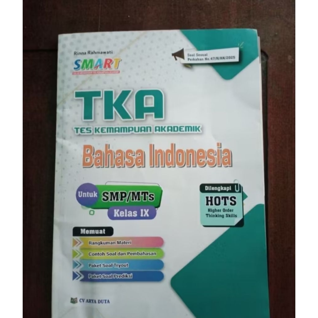 Buku persiapan TKA untuk SMP/MTs Kelas 9. Bahasa Indonesia