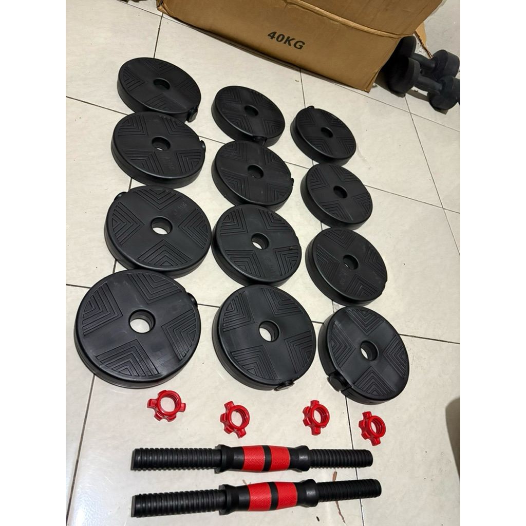dumbel/barbel set 30 kg dan 20 kg set kosongan barbel set kosongan