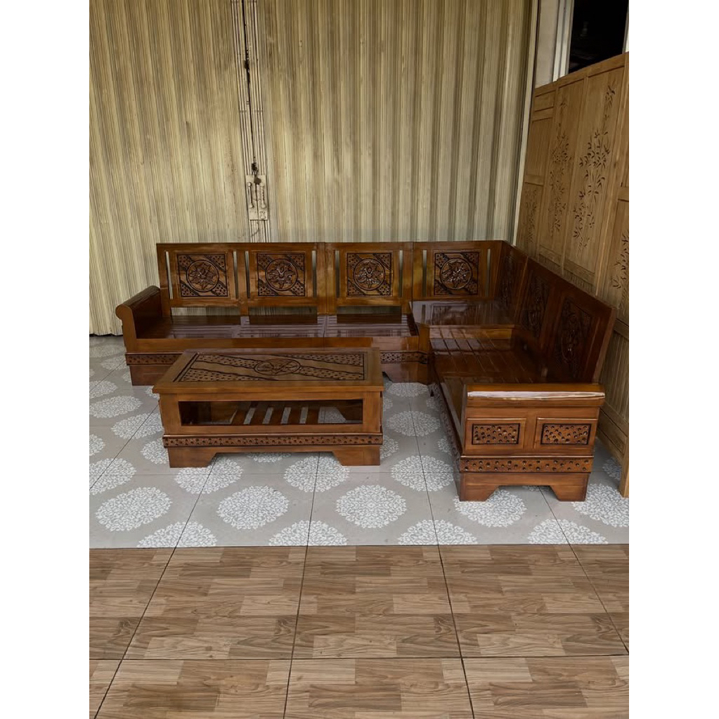 Kursi Sudut Gelung Angin Angin Jati/Kursi Tamu sudut minimalis jati