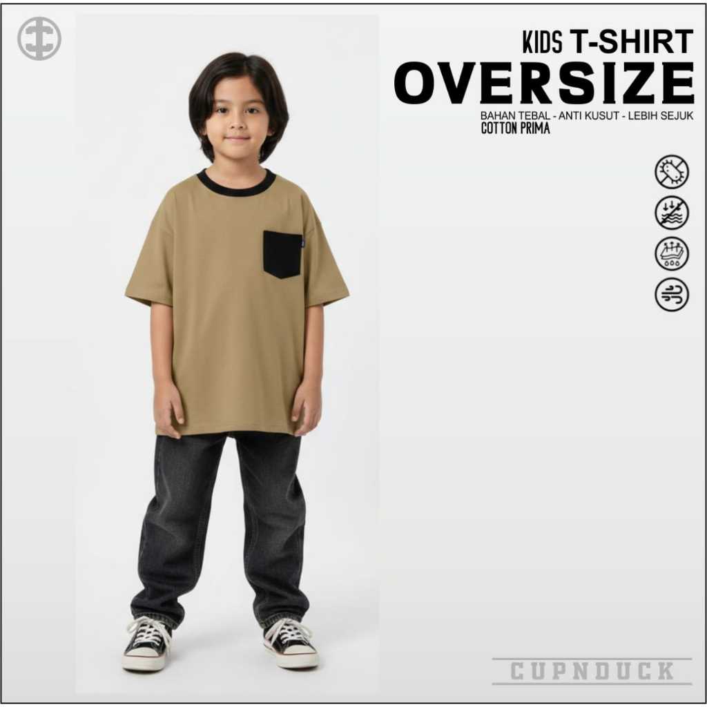 Kaos Anak Oversize Saku Pocket Polos 24's