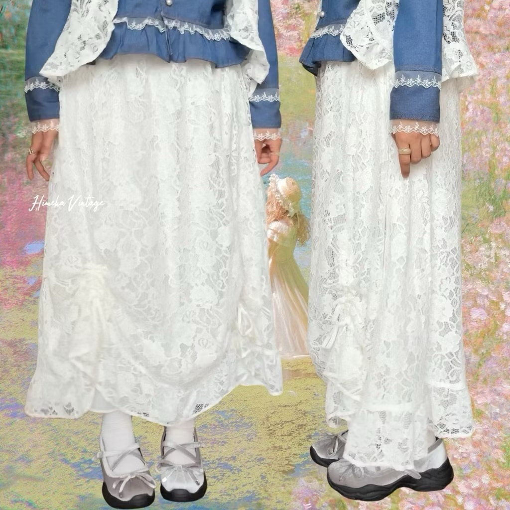 Himeka Vintage - Artemis Lace Skirt - Vintage Skirt - Coquette Cottagecore Skirt - Lace Skirt(NEW)