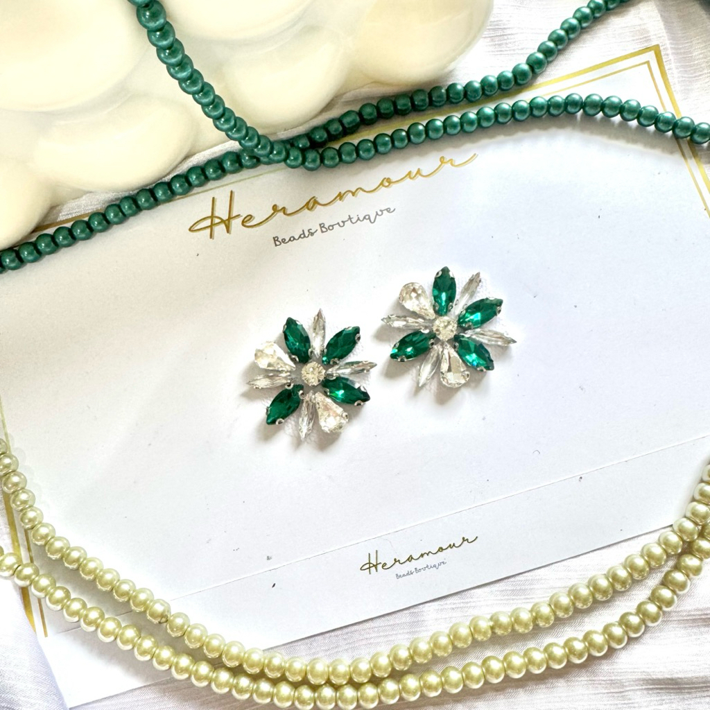 Heramour - Payet Diamond Instan P04 Hijau Botol Aksesoris Mewah untuk Kebaya & Busana Elegan