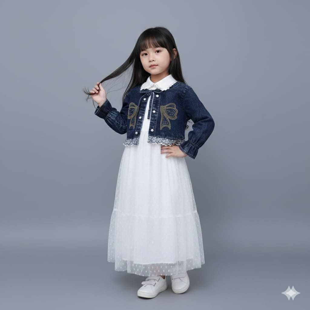 GAMIS ROMPI JEANS TERBARU ANAK PEREMPUAN USIA 3 - 10 TAHUN / DRESS BRUKAT ROMPI JEANS ANAK TERBARU -