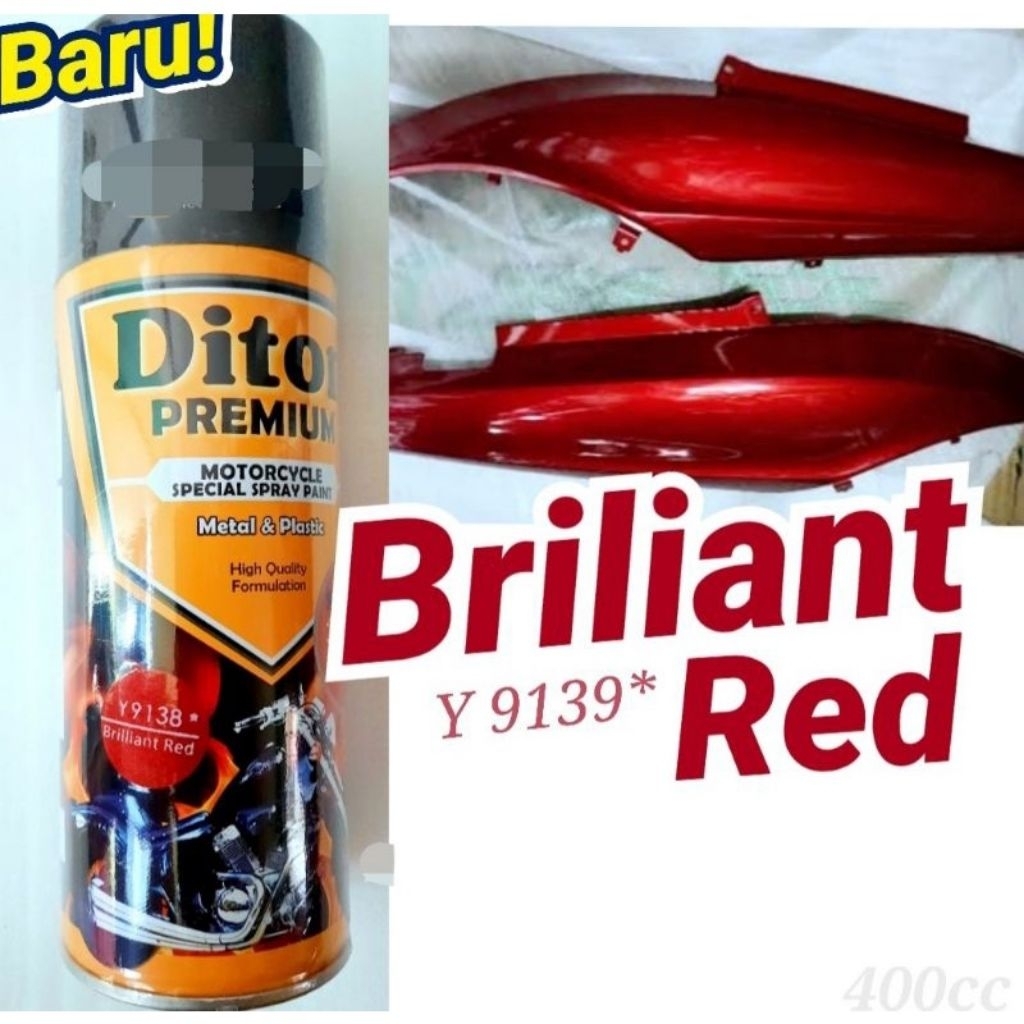 Pilok Merah Metalik Yamaha Candy 9139 Brilliant Red Diton Premium Cat Semprot Sepeda Motor Mobill
