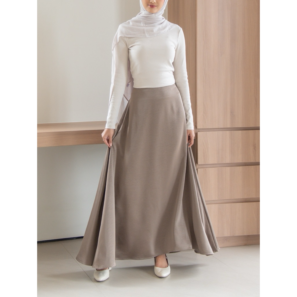 Fwdaily - Jasmine Skirt - ( Silk Skirt Premium - A Line Skirt Wanita - Rok Silk Wanita Premium - Sim