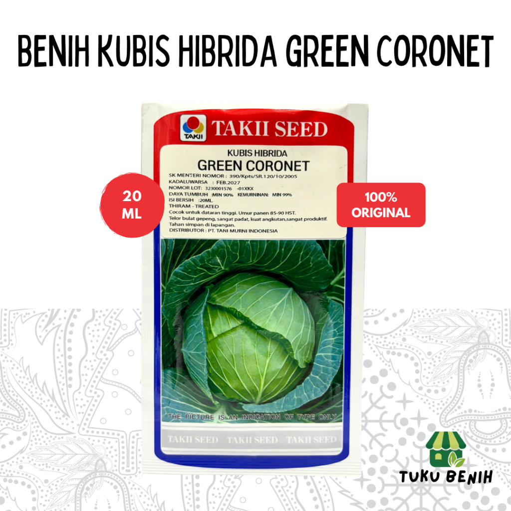 Benih Kubis Hibrida GREEN CORONET 20 Ml - Takii Seed