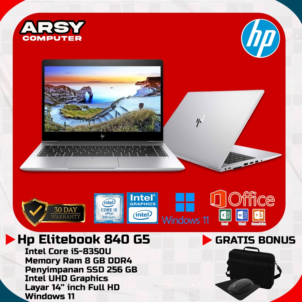 Hp Elitebook 840 G5 intel Core i5-8350U 8GB 256GB 14"inch Windows 11