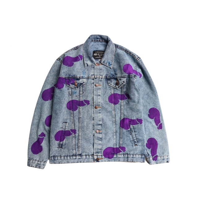 DURCHVOLK / VJJ481 / Jaket Jeans Denim Pria Wanita Painting Ripped Big Size Blue Sandwash