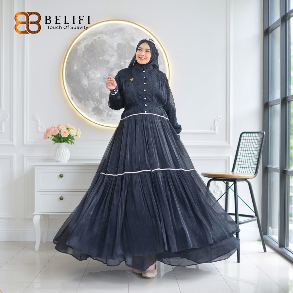 BELIFI | Miray Luxury Setelan Gamis Syari Set Hijab Rose Organza Premium