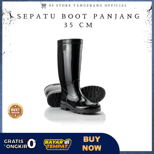 SEPATU BOOT PRIA WANITA KARET HITAM PENDEK SEPATU BOOT PROYEK BANGUNAN PVC ANTI AIR MURAH ANTI SLIP 
