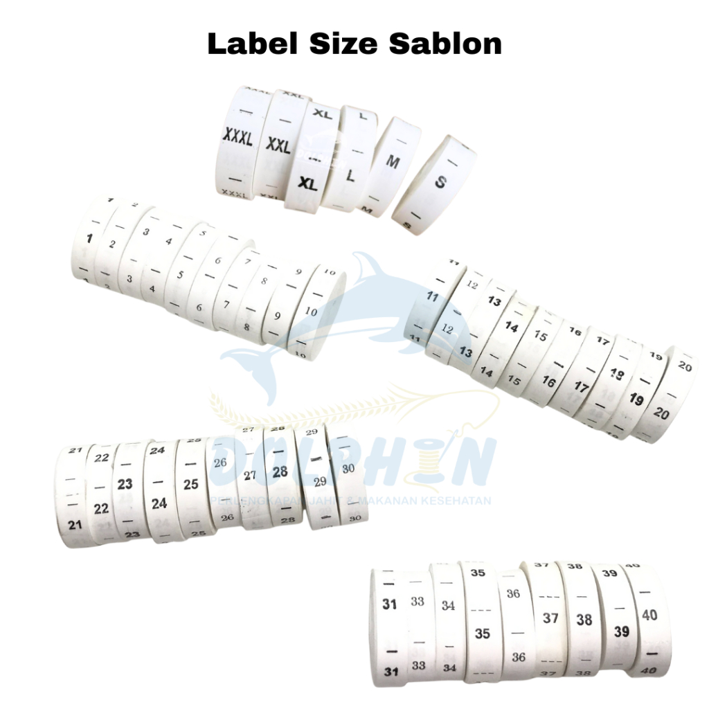 Label Size Sablon Angka Nomor & Huruf Per ROL / Tag Ukuran Baju Sablon Konveksi