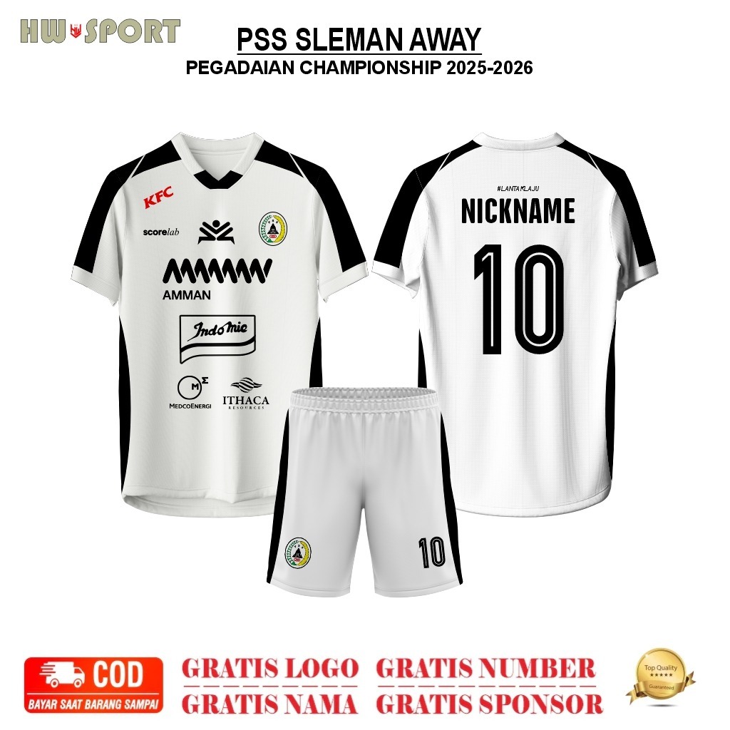 Custom Jersey PSS SLEMAN AWAY Pegadaian Championship Terbaru 2025-2026 Full Printing Premium GRATIS 