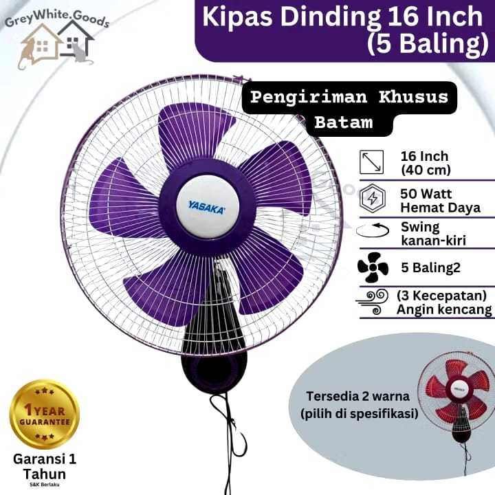 Kipas Angin Dinding/ Kipas Angin Gantung/ Wall Fan 16 Inch Kipas Dinding/ Kipas Angin Tembok BATAM