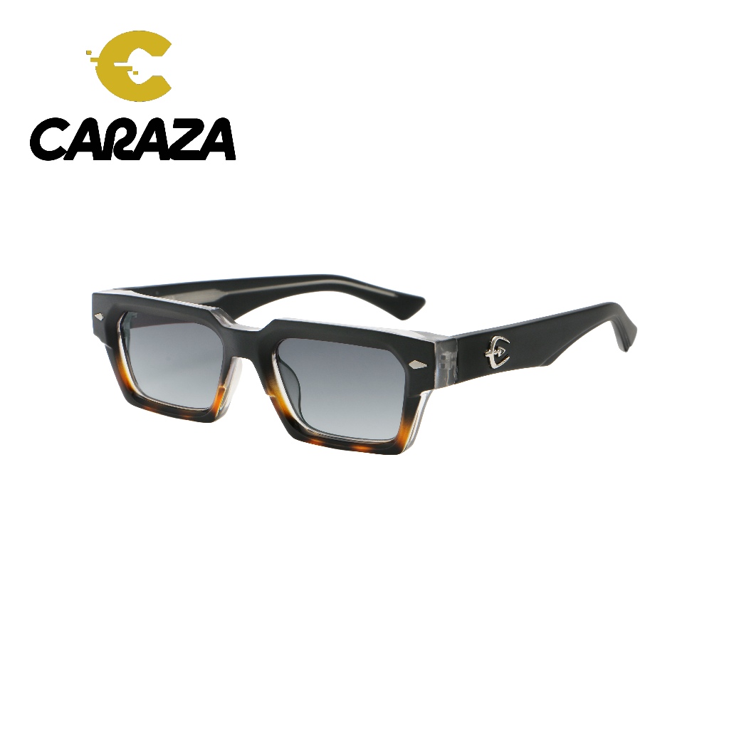 Caraza Kacamata Hitam Korea Kotak Fashion Unisex Pria Wanita Modern Bahan Polycarbonate 9861