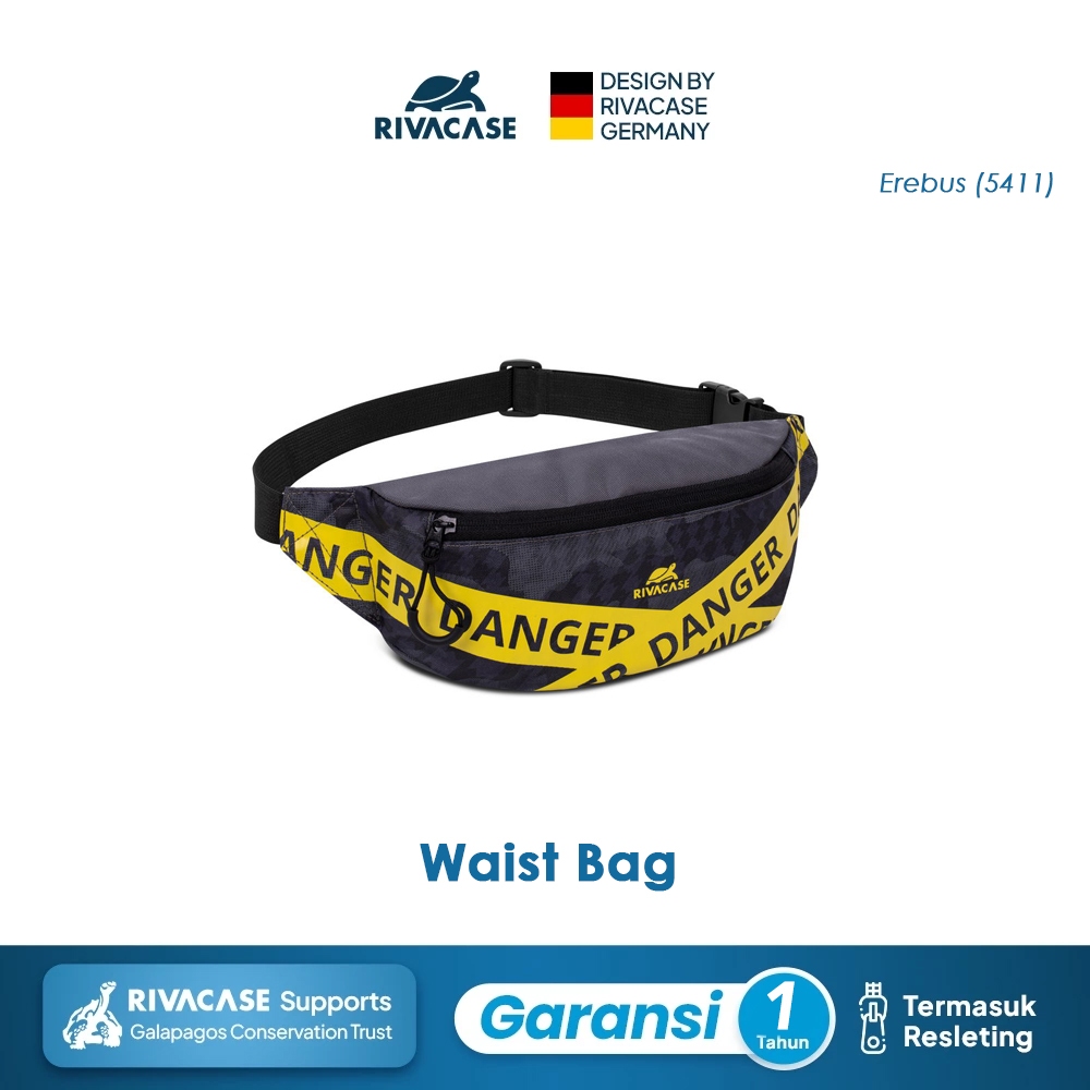 RIVACASE Tas Pinggang Pria Waist Bag Water Resistant | Erebus (5411)  - Camo Black & Grey | Tas ping