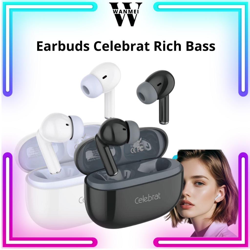 WM Earbuds Celebrat W73 Rich Bass Tahan Percikan Air (IPX4) Bluetooth V5.4