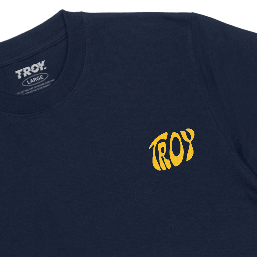 Troy Company T-shirt Blue Navy Myosotis Flower - Kaos Lengan Pendek Kaos Biru Navy MTD 2757