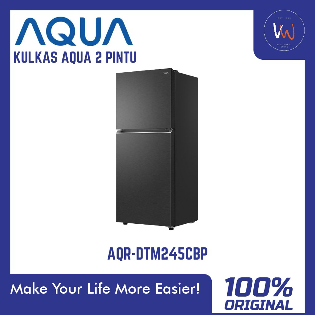 Kulkas Aqua AQR-DTM245CBP / Kulkas Aqua 2 Pintu / Kulkas 2 Pintu Minimalis / Pendingin Tanpa Bunga E