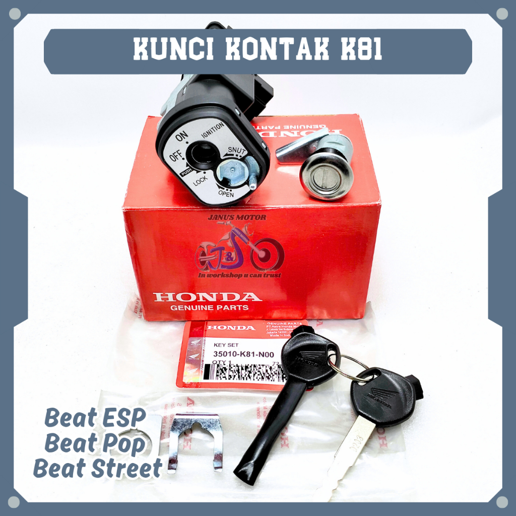 Kunci Kontak Set Honda K81 Konci Motor Beat Sporty ESP Beat Pop Beat Street Keyset + Tutup Jok Kuali