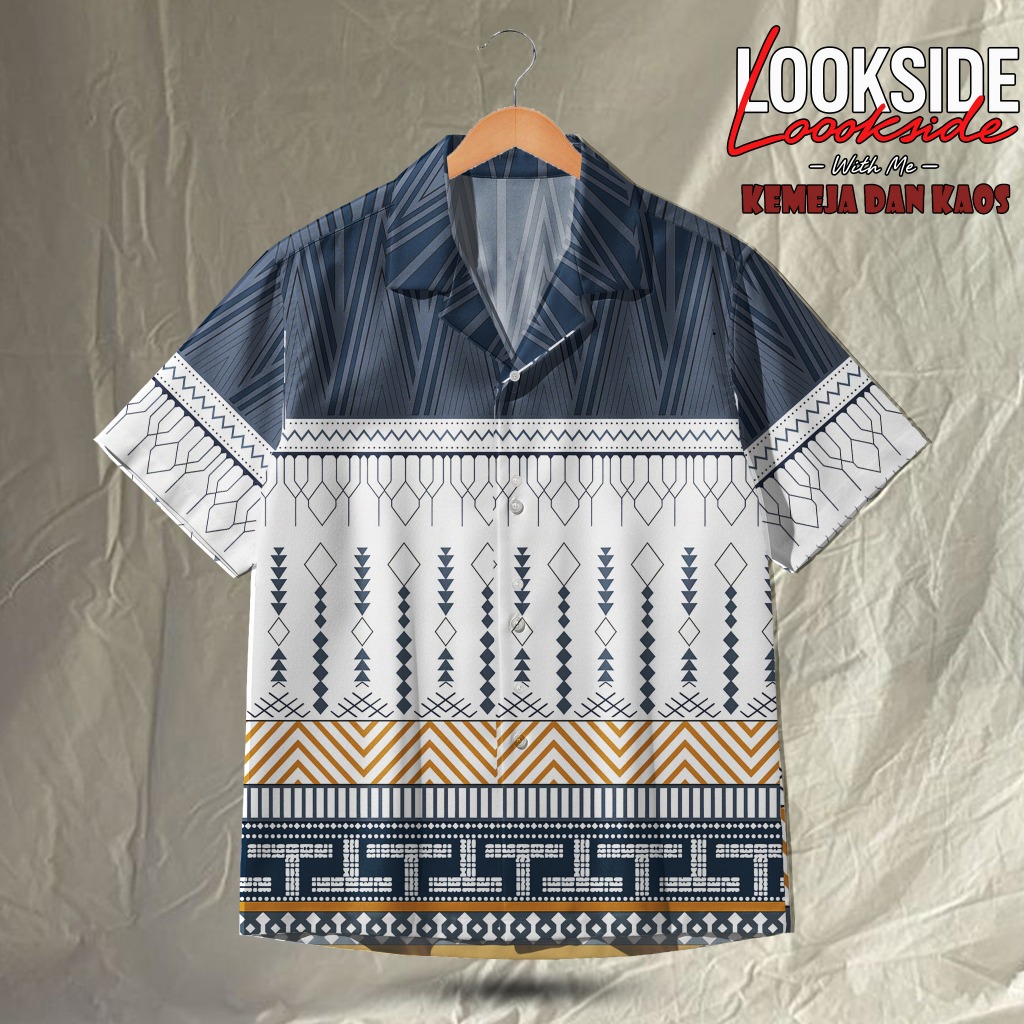 LOOKSIDE Kemeja Bohemian Style – Atasan Pria Kasual Motif Vintage Unik | LS94